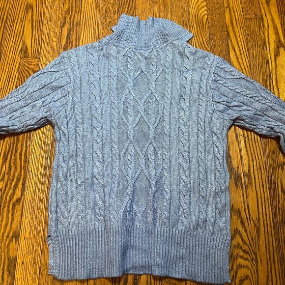 St. John's Bay Women's M Blue Cable Knit Collared V-Neck Pullover Sweater - Picture 6 of 6